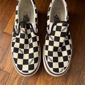 Vans Checkered Slip-On Shoes - Black and White